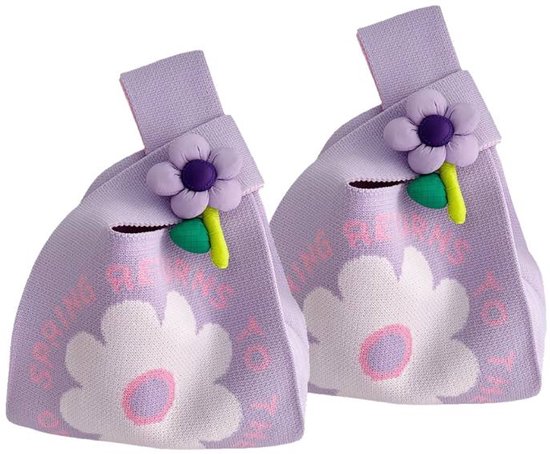 Storage bag - Knitted bag - Floral handbag - Exquisite souvenir - Snack bag - Practical and versatile - Knitted - Bucket bag - Set of 2 - Image 1