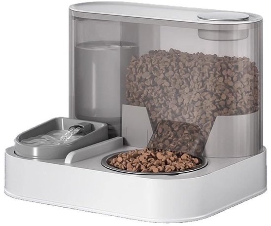 Water bowl for cat and dog - Automatic feeder - Stainless steel - Large capacity - Double bowl - Image 1