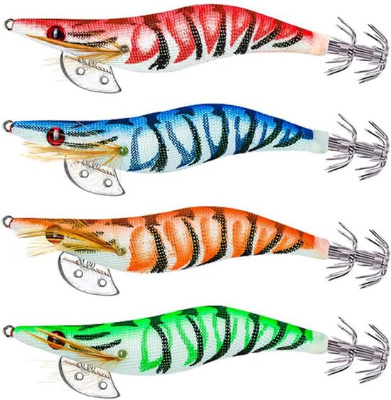 Shrimp Lure Box - 4-Pack - Glowing Shrimp Lure - Squid and Shrimp Lure - Night Fishing - Shrimp Lure - Fluorescent Artificial Fish Lure - Super Realistic - Image 1
