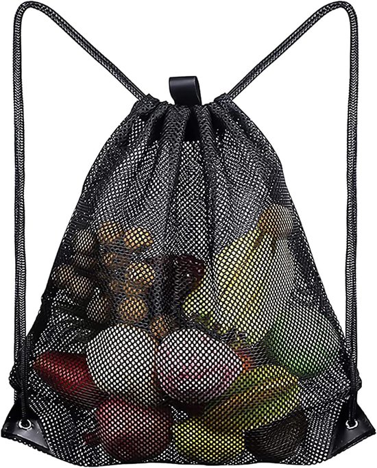 Black Sports Bag - 40*45cm - Mesh - Drawstring - Suitable for fitness, sports, swimming, diving, travel, yoga, dancing, camping, hiking - Image 1