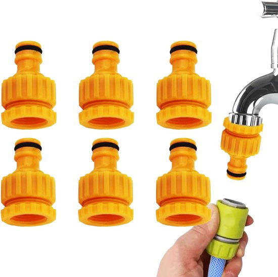 6-pack tap connectors - Hose adapters - Adapters for connecting water hoses - Garden hose tap connectors - Tap adapters with thread - Splashproof - Frost-proof - Image 1