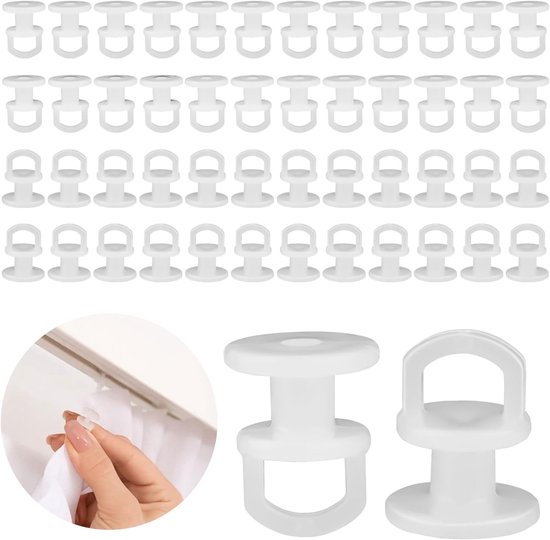 50 pieces curtain hooks - curtain gliders - universal curtain hooks - curtain rail hooks - curtain gliders - curtain hooks - curtains - shower curtains - curtains and door curtains - Image 1