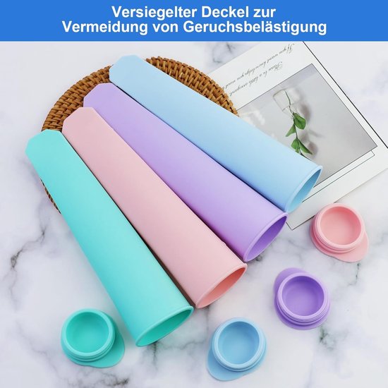 8-Piece Ice Cube Trays - Ice Cube Molds with Handles - Silicone Ice Cube Molds with Lids - Water Ice Molds - Image 2