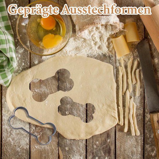 A set of 5 bone-shaped cookie cutters - 5 sizes - Bone-shaped cookie cutters - Christmas cookie cutters - Stainless steel cookie cutters - For baking puppy cookies or snacks - Image 3