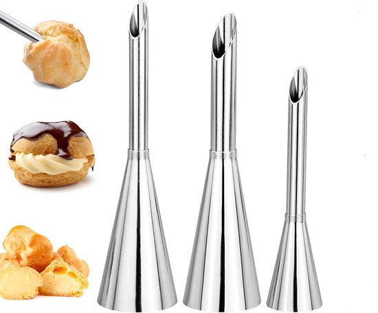 stainless steel piping nozzles - Cream piping nozzles - Piping nozzles - Accessories for filling jam, puff pastry, donuts, bread, pastries - Image 1