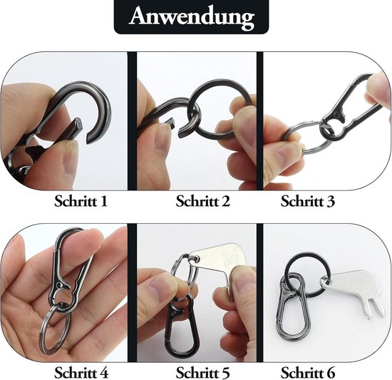 Set of 4 Carabiner Keychains - Small Metal Carabiners - Detachable - Suitable for Car Keys - Carabiner Keychains for Backpacking, Camping and Travel - Keychain Hook - Image 6