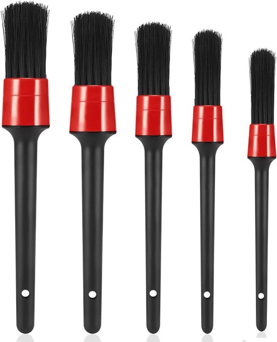 5-Piece Car Cleaning Brush Set - Car Detailing Brush Set - For cleaning rims - Dashboard - Interior - Exterior - Leather - Air vent logos - Image 1