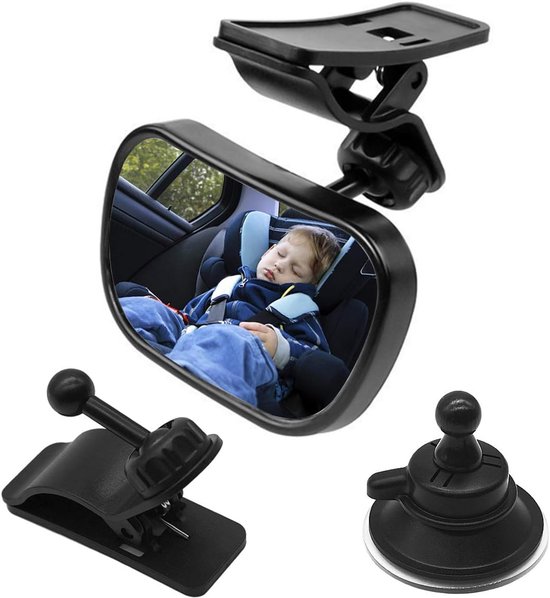 Car rearview mirror - 1 mirror with 2 brackets - Backseat baby car rearview mirror - Child rearview mirror - Child safety mirror - Adjustable car rearview mirror - 360° rotatable - Image 1