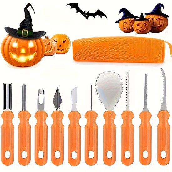 10-Piece Jack-O'-Lantern Cutting Knife Set - Halloween - Baking Tools - Clay Stainless Steel Cutter - Image 1