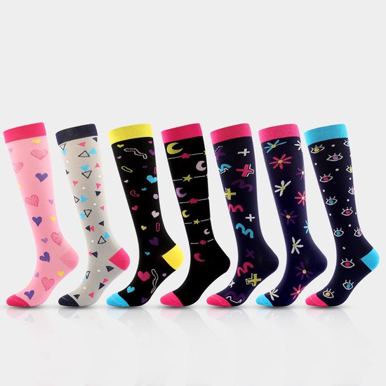 7 pairs of sports compression socks for cycling, running, compression stockings, nursing tights and fitness compression stockings (L/XL) - Image 1