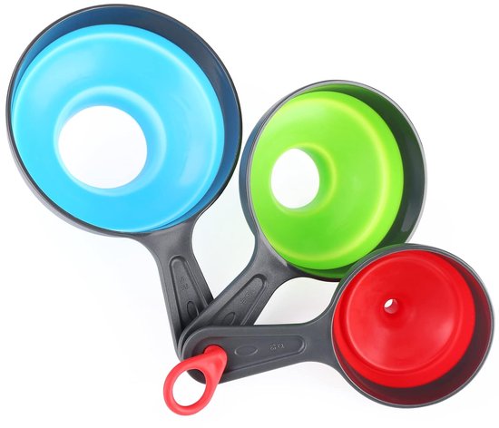 Mini Funnel - 3 in 1 Funnel - Funnel - Kitchen Funnel Set - Various Sizes - 12cm/10cm/8cm - Can be used to store jars, filling bottles, measuring cups and small amounts of spices, etc. - Image 1