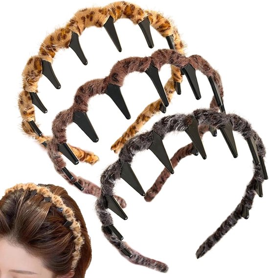 Set of Three Retro Non-slip Double-Sided Headbands - Highly elastic retro headband - Suitable for fitness, cosplay, sports, formal occasions and daily use; suitable for women and girls. - Image 1