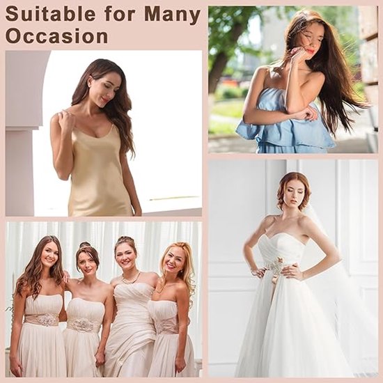 1 round bra cup - strapless invisible silicone - transparent push-up bra - seamless design - front closure - beige - B - Image 5
