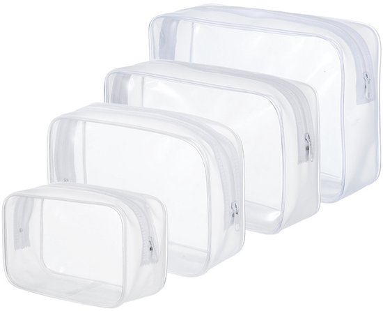 4-Piece Transparent Travel Toiletry Bag - Portable Makeup Bag - Multifunctional Waterproof Set - Skin Care & Makeup Bag - Image 1