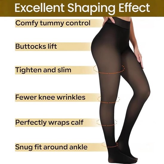 2-Pack Women's Thermal Leggings with Fleece Lining - High-Waisted Faux Sheer Tights - Lightweight - Extra Thick - Warm - Women's Leggings - Size M (110-140 lbs) - Image 2