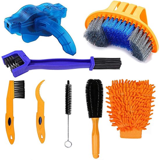 8-piece bicycle cleaning tool set - Bicycle chain ring - Cleaning kit - Mountain bike accessories - Maintenance tools - Large cleaning brush - Image 1