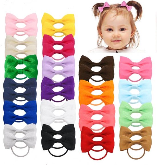 40-pack - Multicolor Baby Girl Hair Clips - Hair Elastics, Elastic Hair Bands - Ponytail Hair Elastics - Elastics - 40-pack (1 pack) - Image 1