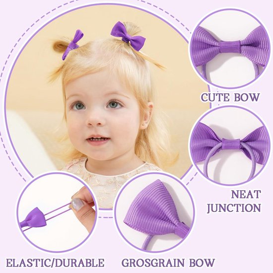 40-pack - Multicolor Baby Girl Hair Clips - Hair Elastics, Elastic Hair Bands - Ponytail Hair Elastics - Elastics - 40-pack (1 pack) - Image 7