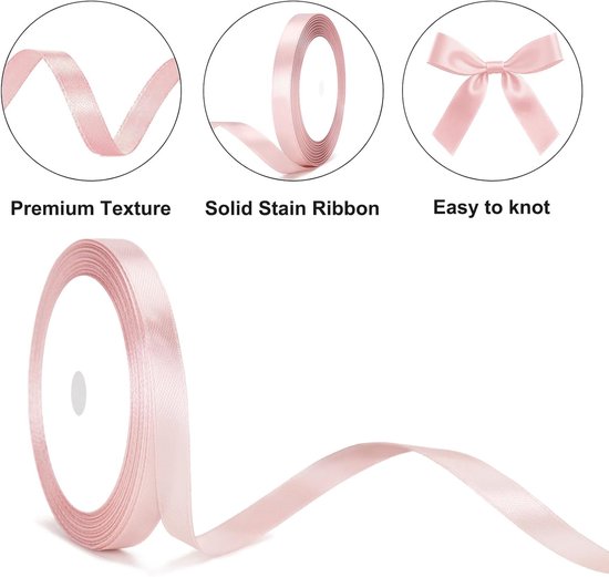 Gift Wrap - 22m Pink Satin Ribbon - 10mm Wide - Suitable for gift wrapping, Valentine's Day decorations, thick fabrics - handmade and wedding decorations - Image 2