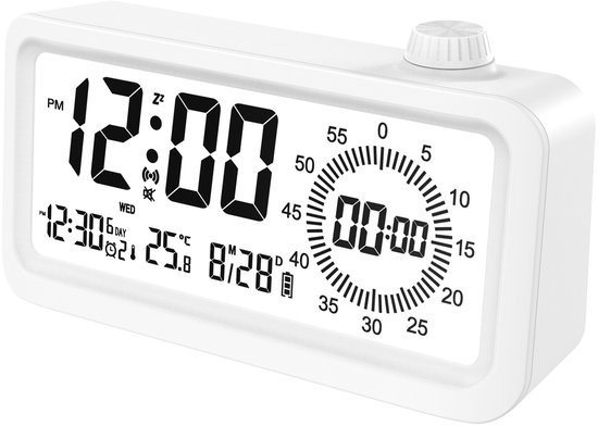 Visual alarm clock - Timer - Three alarms - Backlight - Two displays - Countdown function - Timer reminder for children - White - Image 1