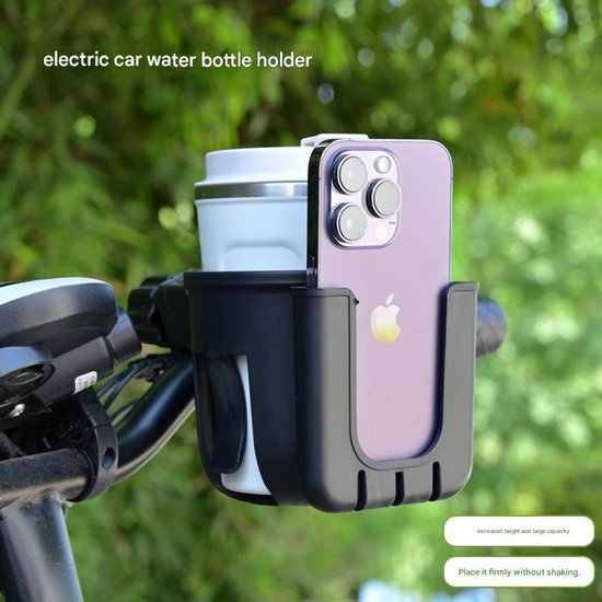 2-in-1 Bicycle Water Bottle and Phone Holder - Water Bottle Holder - Phone Stand - 360° Rotatable Water Bottle Holder - Black - Image 3