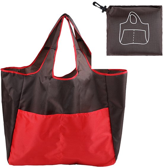 Portable foldable shopping bag - storage bag - supermarket bag - large Oxford cloth bag - eco-friendly bag - red - Image 1