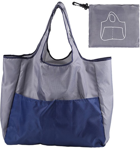 Portable foldable shopping bag - storage bag - supermarket bag - large Oxford cloth bag - eco-friendly bag - blue - Image 1