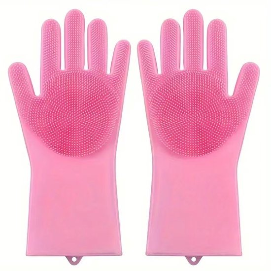 Dishwashing gloves - silicone gloves - gloves - dishwashing - kitchen gloves - rubber dishwashing gloves - dishwashing gloves - frost-resistant gloves - pink - Image 1