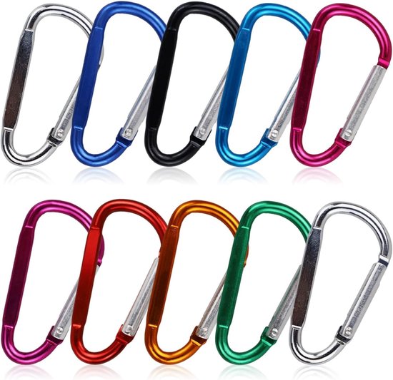 10-Pack Carabiners - D-Ring Clamps - Durable Keychains - Camping Accessories - Suitable for Outdoor Fishing - Hiking - Backpacks - Image 1