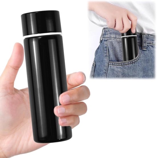 Miniature Thermos Flask 150ml - Mini Stainless Steel Thermos Flask - Sealed Travel Flask - Portable Coffee Mug - Mini Hot Water Bottle - Thermos Flask for Ice Cold Drinks - Black - Image 1