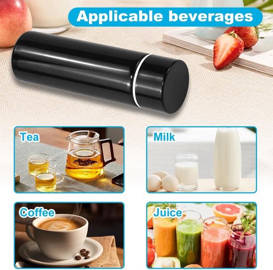 Miniature Thermos Flask 150ml - Mini Stainless Steel Thermos Flask - Sealed Travel Flask - Portable Coffee Mug - Mini Hot Water Bottle - Thermos Flask for Ice Cold Drinks - Black - Image 4