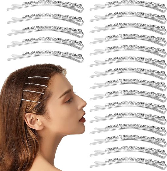 Sparkling Silver Hair Clips with Rhinestones (20 pcs) - Metal Hair Clips - Decorative - Hair Accessories for Women, Girls & Ballerinas - Party & Daily Hair Accessories - Image 1