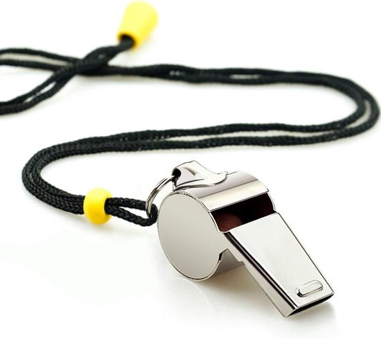 Whistle - 2-piece - Stainless steel sports whistle with lanyard - High volume whistle for survival and rescue - Suitable for coaches, referees and match officials - Image 4