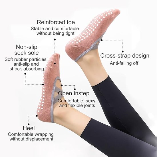 Yoga socks (2 pairs) - Non-slip socks - Women's non-slip yoga socks - Sizes 35-41 - Women's Pilates socks, non-slip - Fitness non-slip - Suitable for Pilates, Dance, Fitness - Image 5