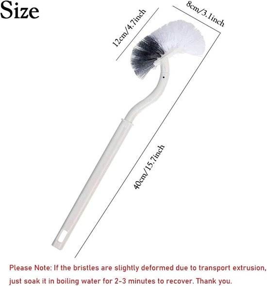 Toilet brushes - (2 pieces) - Toilet brush with rim cleaning brush - Curved toilet brush - Hanging toilet brush - S-shaped curved toilet brush - Image 5