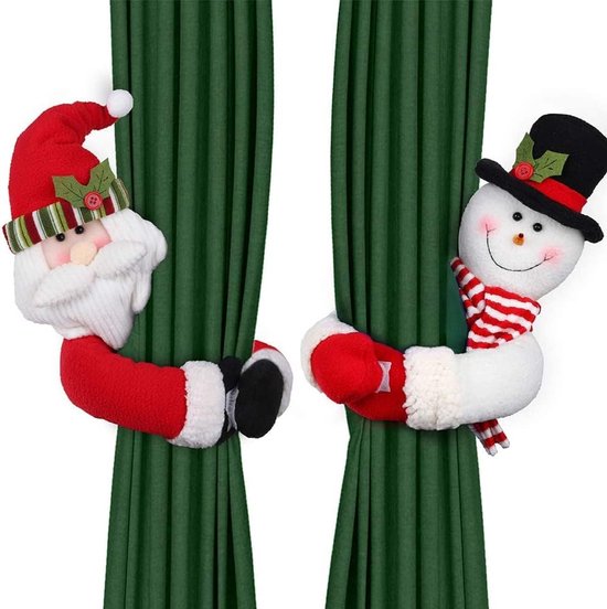 Christmas Themed Curtain Ties - (Set of Two) - Curtain Ties - Curtain Hooks - Snowman Design - Suitable for curtains, windows, wine bottle decorations, Christmas decorations, home and party decorations. - Image 1