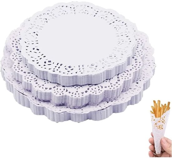 Baking Paper - 300 Sheets - Round Lace Paper - Plate Liner - Oil Absorbing Paper - Kitchen & Household - Baked Fried Foods, Pastry, Cake, Square, Oval, Pattern, Base Paper - Image 1