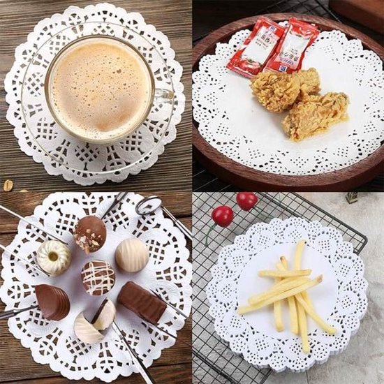 Baking Paper - 300 Sheets - Round Lace Paper - Plate Liner - Oil Absorbing Paper - Kitchen & Household - Baked Fried Foods, Pastry, Cake, Square, Oval, Pattern, Base Paper - Image 4