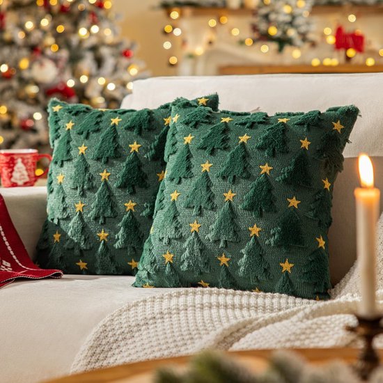 Christmas Pillowcase Set - Set of 2 - Winter Christmas Themed Cushion Covers - Christmas Decorations - Soft Christmas Cushions, Christmas Covers - 45 x 45 cm - Elegant Christmas Decoration Cushion Covers for the Living Room (Pillow filling not included) - Image 1