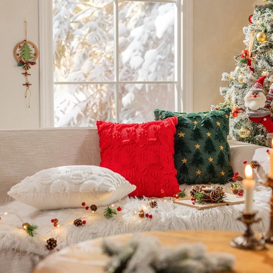 Christmas Pillowcase Set - Set of 2 - Winter Christmas Themed Cushion Covers - Christmas Decorations - Soft Christmas Cushions, Christmas Covers - 45 x 45 cm - Elegant Christmas Decoration Cushion Covers for the Living Room (Pillow filling not included) - Image 2