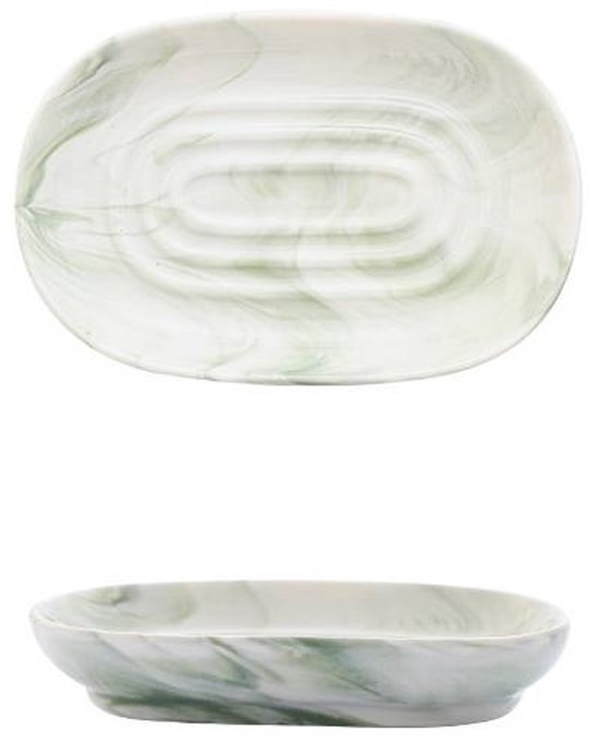 Soap Dish - Ceramic Soap Dish - Non-Slip Marble Soap Dish - Bathroom Soap Holder - Suitable for Bathrooms, Shower Rooms, Kitchens and Travel - Green - Image 1