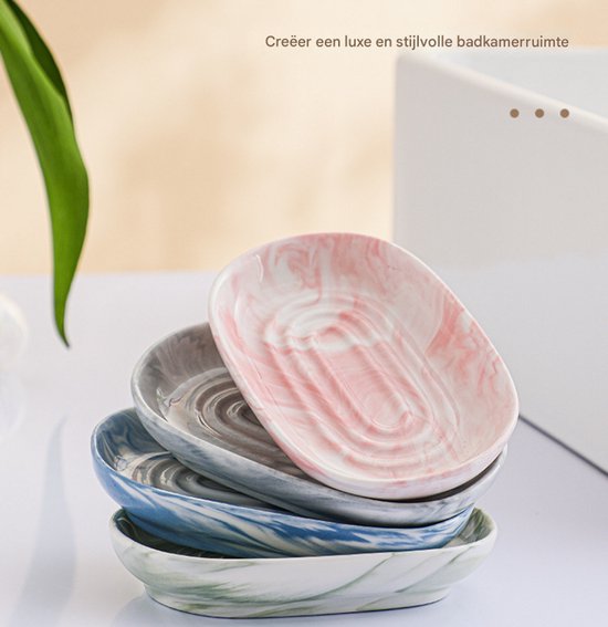 Soap Dish - Ceramic Soap Dish - Non-Slip Marble Soap Dish - Bathroom Soap Holder - Suitable for Bathrooms, Shower Rooms, Kitchens and Travel - Green - Image 3