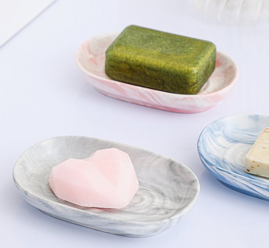 Soap Dish - Ceramic Soap Dish - Non-Slip Marble Soap Dish - Bathroom Soap Holder - Suitable for Bathrooms, Shower Rooms, Kitchens and Travel - Green - Image 4
