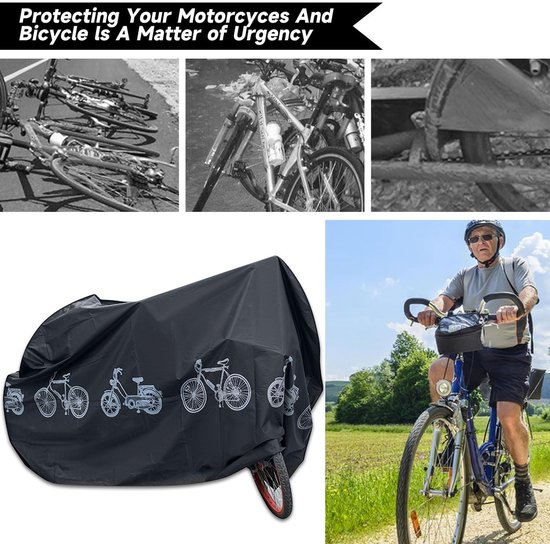 Bicycle cover - Motorcycle cover - Waterproof, dustproof and UV-resistant cover - Bicycle rain cover - Bicycle protective cover - Waterproof bicycle garage cover - Outdoor bicycle protective cover - 200 x 100 cm (Black) - Image 3