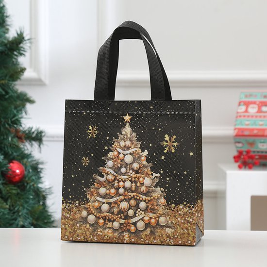 Gift Bags - Packaging Bags - Christmas Gift Bags - Foldable Laminated Waterproof Bags - Black - Candy Packaging Bags - Christmas Gift Bags - 23*22*11cm - Image 4