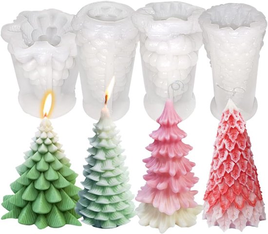 Mold - 4 pieces - Candle mold - Silicone Christmas tree mold set - Mold - Christmas gift - Image 1