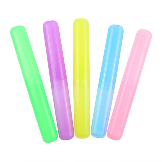 5-Pack - Portable Toothbrush Storage Box - Dustproof Toothbrush Storage Box（Pink + Green + Rose Red + Yellow + Blue） - Image 1
