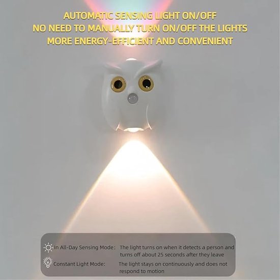 Night light - Mood lamp - LED lighting - Night lamp - LED cabinet light and stair light with sensor - Two-tone - USB rechargeable night light - Magnetic mounting - For children's room, bedroom, hall or corridor, etc. (White) - Image 3
