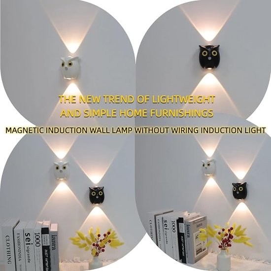 Night light - Mood lamp - LED lighting - Night lamp - LED cabinet light and stair light with sensor - Two-tone - USB rechargeable night light - Magnetic mounting - For children's room, bedroom, hall or corridor, etc. (White) - Image 5
