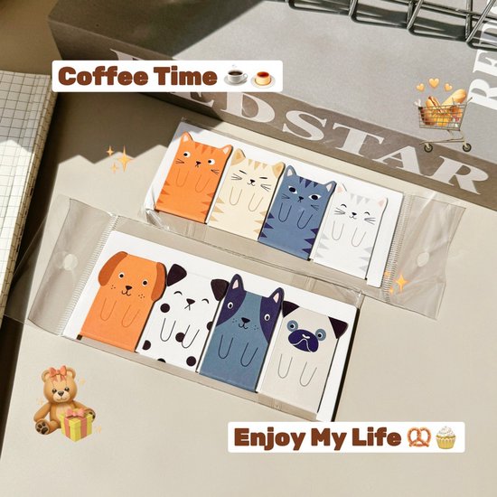 Bookmarks - Cute Magnetic Bookmarks - 8-Pack - Cute Cartoon Cats and Dogs Designs - Easy to Read - Cool School Supplies and Reading Gift (4 Cats + 4 Dogs) - Image 1